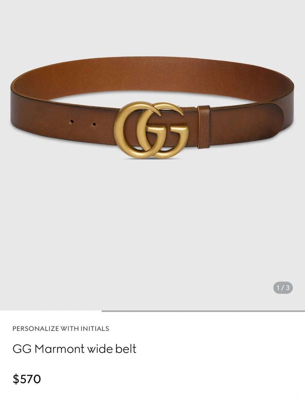 Gucci Brown Leather Belt with Gold Double G Buckle